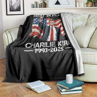 Rest in Peace Charlie Kirk Throw Blanket Memorial Tribute Charlie A True Patriot USA Flag - Wonder Print Shop