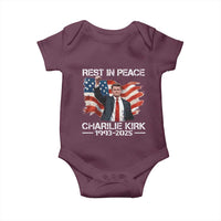 Rest in Peace Charlie Kirk Baby Onesie Memorial Tribute Charlie A True Patriot USA Flag - Wonder Print Shop