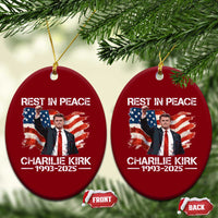 Rest in Peace Charlie Kirk Ceramic Ornament Memorial Tribute Charlie A True Patriot USA Flag - Wonder Print Shop