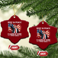 Rest in Peace Charlie Kirk Ceramic Ornament Memorial Tribute Charlie A True Patriot USA Flag - Wonder Print Shop