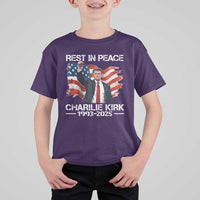 Rest in Peace Charlie Kirk T Shirt For Kid Memorial Tribute Charlie A True Patriot USA Flag - Wonder Print Shop