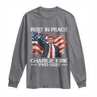 Rest in Peace Charlie Kirk Long Sleeve Shirt Memorial Tribute Charlie A True Patriot USA Flag - Wonder Print Shop