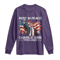 Rest in Peace Charlie Kirk Long Sleeve Shirt Memorial Tribute Charlie A True Patriot USA Flag - Wonder Print Shop