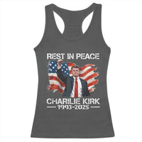 Rest in Peace Charlie Kirk Racerback Tank Top Memorial Tribute Charlie A True Patriot USA Flag - Wonder Print Shop
