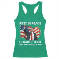 Rest in Peace Charlie Kirk Racerback Tank Top Memorial Tribute Charlie A True Patriot USA Flag - Wonder Print Shop