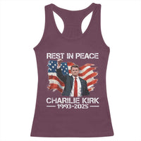 Rest in Peace Charlie Kirk Racerback Tank Top Memorial Tribute Charlie A True Patriot USA Flag - Wonder Print Shop