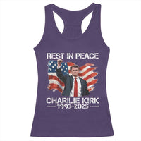 Rest in Peace Charlie Kirk Racerback Tank Top Memorial Tribute Charlie A True Patriot USA Flag - Wonder Print Shop