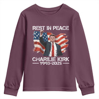 Rest in Peace Charlie Kirk Youth Sweatshirt Memorial Tribute Charlie A True Patriot USA Flag - Wonder Print Shop