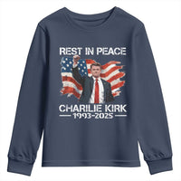 Rest in Peace Charlie Kirk Youth Sweatshirt Memorial Tribute Charlie A True Patriot USA Flag - Wonder Print Shop