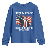 Rest in Peace Charlie Kirk Youth Sweatshirt Memorial Tribute Charlie A True Patriot USA Flag - Wonder Print Shop