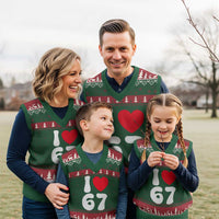 I Love 67 V-Neck Knit Sweater Vest 67th Birthday Six Seven Funny Gen Alpha Slang Saying - Wonder Print Shop