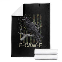 Funny Crow Throw Blanket F-Caw-F Raven Camo USA Flag Adult Humor - Wonder Print Shop