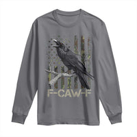 Funny Crow Long Sleeve Shirt F-Caw-F Raven Camo USA Flag Adult Humor - Wonder Print Shop