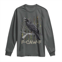 Funny Crow Long Sleeve Shirt F-Caw-F Raven Camo USA Flag Adult Humor - Wonder Print Shop
