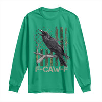 Funny Crow Long Sleeve Shirt F-Caw-F Raven Camo USA Flag Adult Humor - Wonder Print Shop