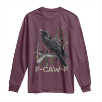 Funny Crow Long Sleeve Shirt F-Caw-F Raven Camo USA Flag Adult Humor - Wonder Print Shop