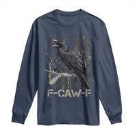 Funny Crow Long Sleeve Shirt F-Caw-F Raven Camo USA Flag Adult Humor - Wonder Print Shop
