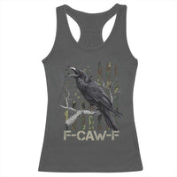 Funny Crow Racerback Tank Top F-Caw-F Raven Camo USA Flag Adult Humor - Wonder Print Shop