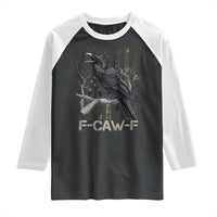 Funny Crow Raglan Shirt F-Caw-F Raven Camo USA Flag Adult Humor - Wonder Print Shop