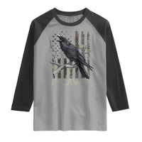 Funny Crow Raglan Shirt F-Caw-F Raven Camo USA Flag Adult Humor - Wonder Print Shop