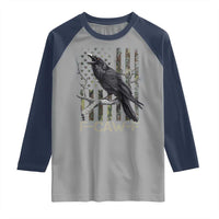Funny Crow Raglan Shirt F-Caw-F Raven Camo USA Flag Adult Humor - Wonder Print Shop