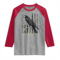 Funny Crow Raglan Shirt F-Caw-F Raven Camo USA Flag Adult Humor - Wonder Print Shop