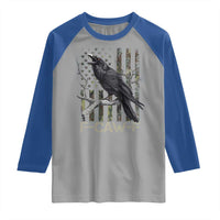 Funny Crow Raglan Shirt F-Caw-F Raven Camo USA Flag Adult Humor - Wonder Print Shop