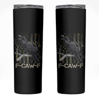 Funny Crow Skinny Tumbler F-Caw-F Raven Camo USA Flag Adult Humor - Wonder Print Shop