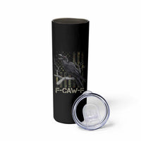 Funny Crow Skinny Tumbler F-Caw-F Raven Camo USA Flag Adult Humor - Wonder Print Shop