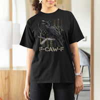 Funny Crow T Shirt For Women F-Caw-F Raven Camo USA Flag Adult Humor - Wonder Print Shop