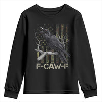 Funny Crow Youth Sweatshirt F-Caw-F Raven Camo USA Flag Adult Humor - Wonder Print Shop