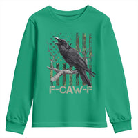 Funny Crow Youth Sweatshirt F-Caw-F Raven Camo USA Flag Adult Humor - Wonder Print Shop