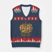 My Favorite Season is the Fall of Fascism V-Neck Knit Sweater Vest Social Justice Halloween Activist - Wonder Print Shop