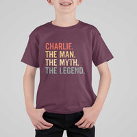 Retro Charlie The Man The Myth The Legend T Shirt For Kid - Wonder Print Shop