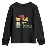 Retro Charlie The Man The Myth The Legend Youth Sweatshirt - Wonder Print Shop