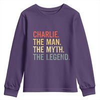 Retro Charlie The Man The Myth The Legend Youth Sweatshirt - Wonder Print Shop