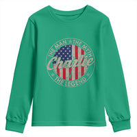 Charlie The Man The Myth The Legend Youth Sweatshirt Retro Vintage American Flag - Wonder Print Shop