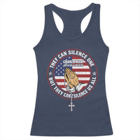 Charlie Kirk Memorial Racerback Tank Top Retro American Flag - Wonder Print Shop