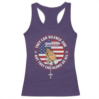 Charlie Kirk Memorial Racerback Tank Top Retro American Flag - Wonder Print Shop