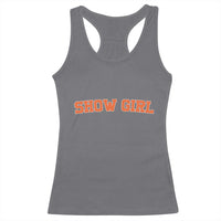 Showgirl Racerback Tank Top Retro Vintage Varsity Sports Orange Text - Wonder Print Shop