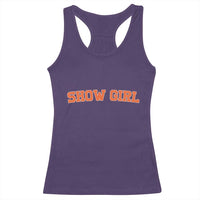 Showgirl Racerback Tank Top Retro Vintage Varsity Sports Orange Text - Wonder Print Shop