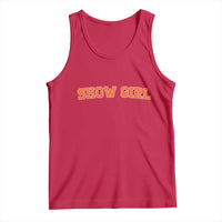 Showgirl Tank Top Retro Vintage Varsity Sports Orange Text - Wonder Print Shop