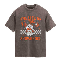 Funny Halloween Costume Showgirl Washed Cotton T-Shirt The Life of A Showghoul Cute Ghost