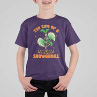 Funny Halloween Costume Showgirl T Shirt For Kid The Life of A Showghoul Slay Skeleton Girl - Wonder Print Shop