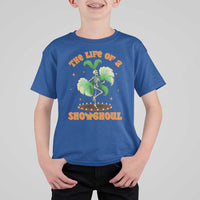 Funny Halloween Costume Showgirl T Shirt For Kid The Life of A Showghoul Slay Skeleton Girl - Wonder Print Shop