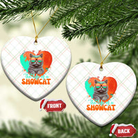 The Life Of A Showcat Ceramic Ornament Funny Cat Showgirl Era Heart Shape - Wonder Print Shop