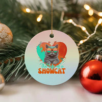 The Life Of A Showcat Ceramic Ornament Funny Cat Showgirl Era Heart Shape - Wonder Print Shop
