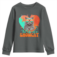 The Life Of A Showcat Youth Sweatshirt Funny Cat Showgirl Era Heart Shape - Wonder Print Shop