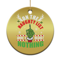 Funny Xmas Christmas Ornament On The List Of Naughty And I Regret Nothing Christmas - Wonder Print Shop