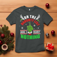 Funny Xmas T Shirt On The List Of Naughty And I Regret Nothing Christmas - Wonder Print Shop